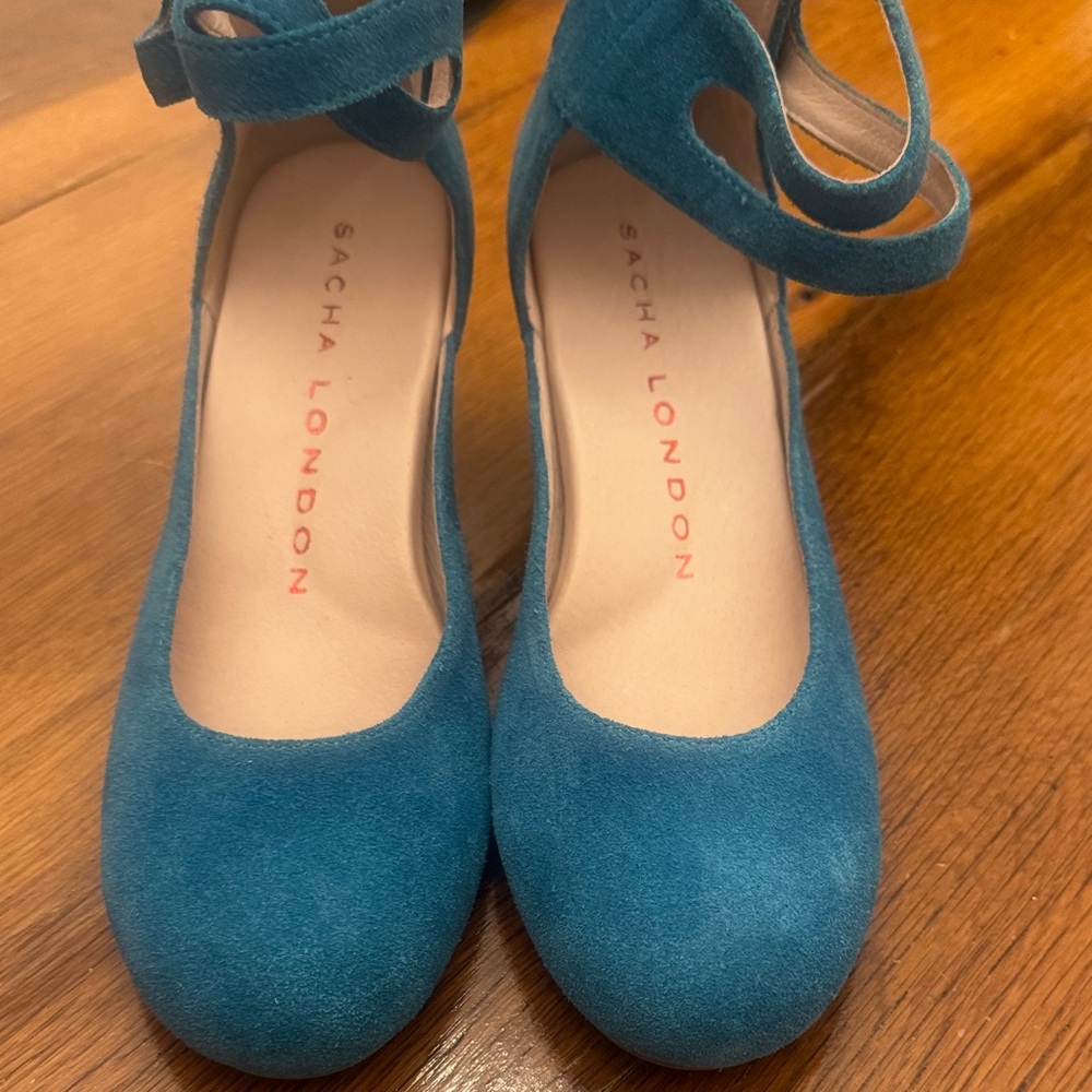 Turquoise Suede Sacha London Wedge Heels